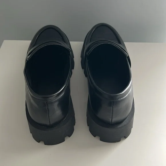 NWOT Abercrombie & Fitch Pamela chunky platform loafers in black Size 8.5 - Picture 11 of 13